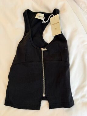 REVOLVE Black Ribbed Zip-Front Tank Top